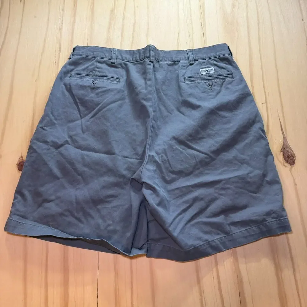 Vintage Polo Ralph Lauren Tyler Shorts Mens Size 36 Grey Pleated Chino